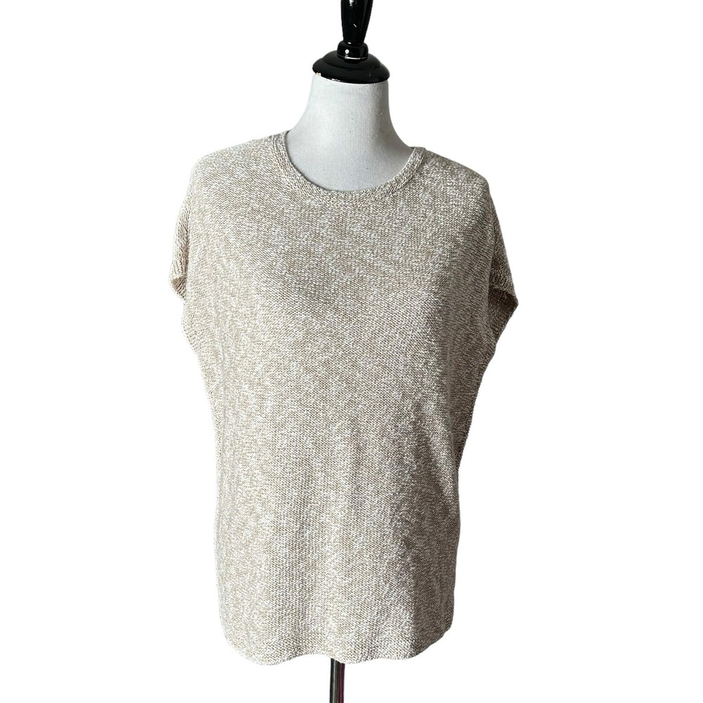 J. Jill Marled Knit Sweater Relaxed Fit Womens S Oatmeal Minimalist Casual